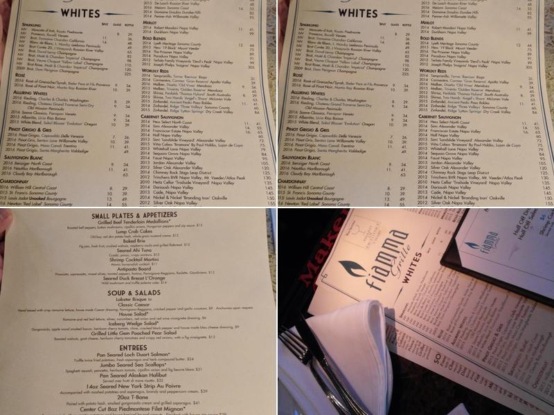 Fiamma Grill and Bar Menu