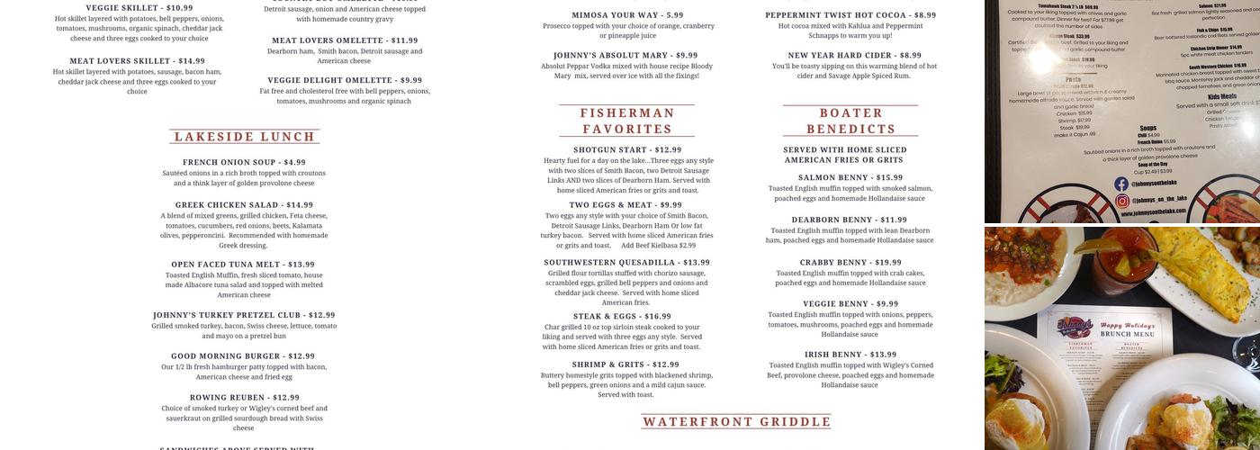 Johnny's On The Lake Bar & Grill Menu
