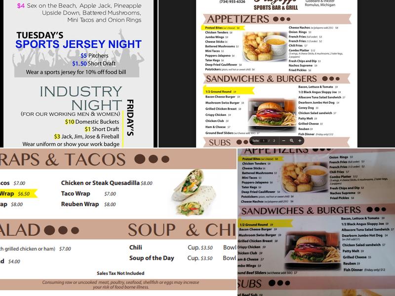 Playoffs Sports Bar & Grill Menu