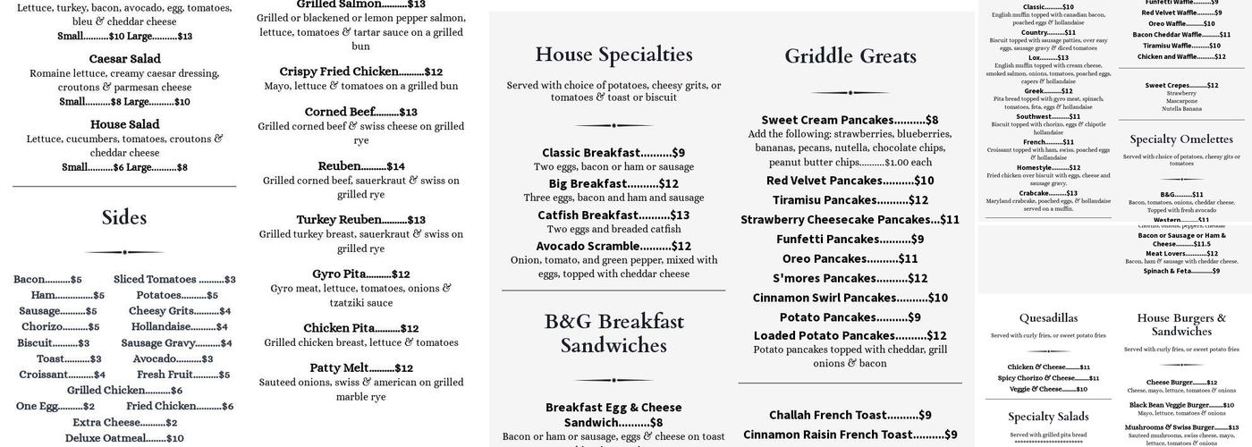 Biscuits & Gravy Menu