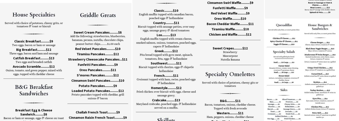Biscuits & Gravy Menu