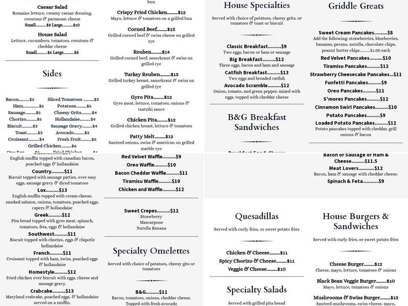 Biscuits & Gravy Menu