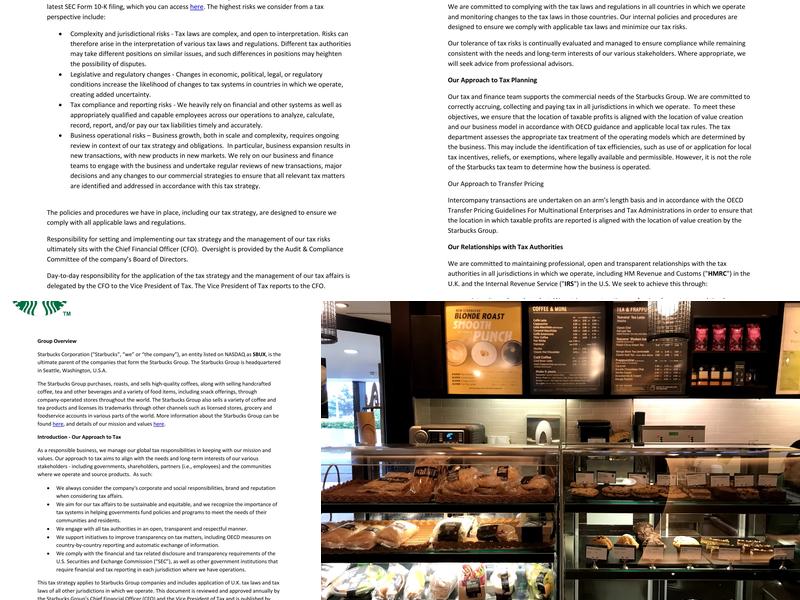 Starbucks Coffee Menu