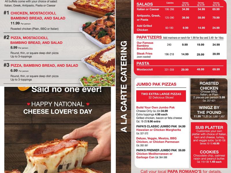 Papa Romano's Pizza & Mr. Pita Menu