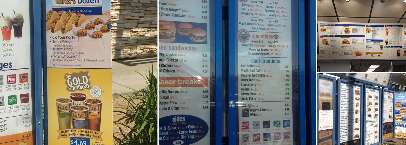 Baker's Drive-Thru Menu