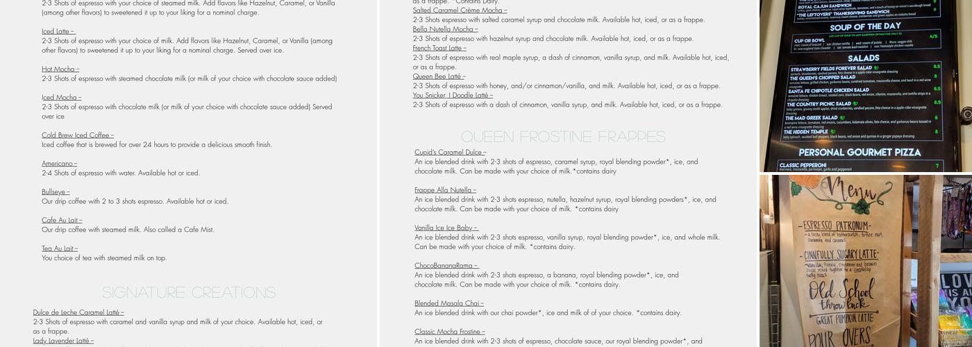 Queen Bean Caffé Menu