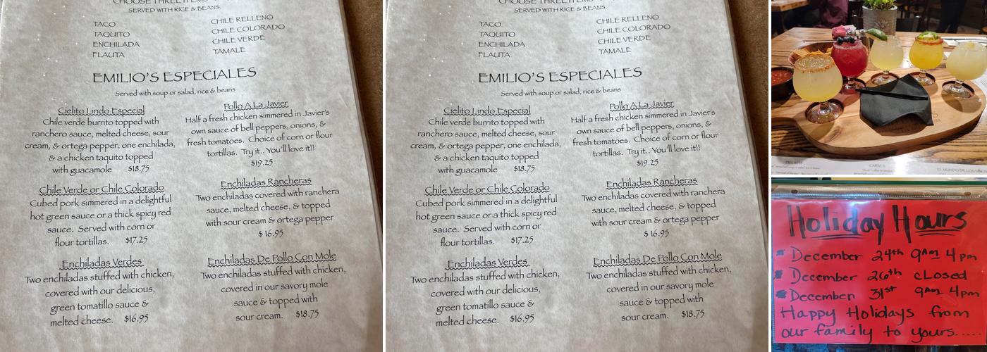 Emilio's Restaurant Menu