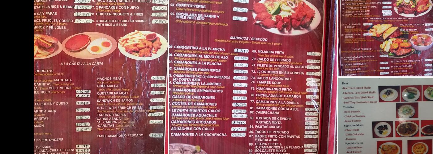 Casa Jimenez Restaurant Menu