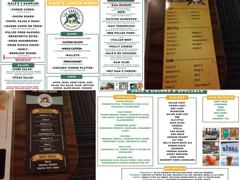 The Oakdale Bar & Grill Menu