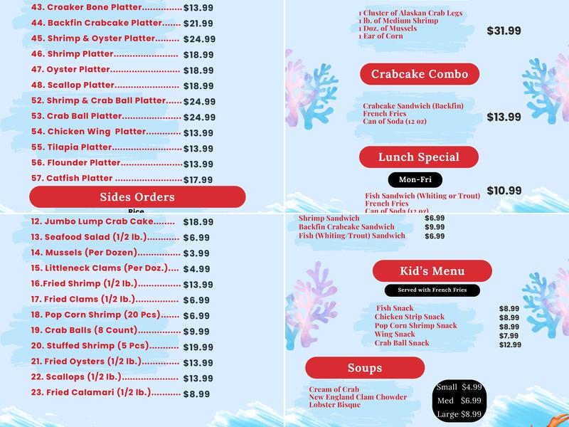 Homeboy Seafood Menu