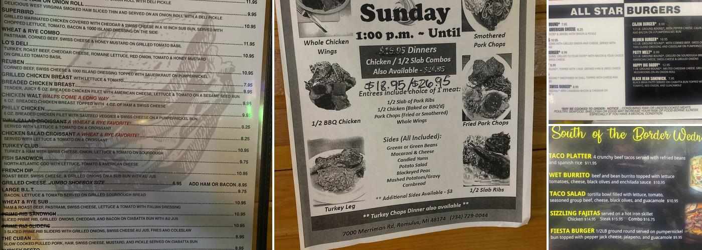 Airport Wheat & Rye Menu