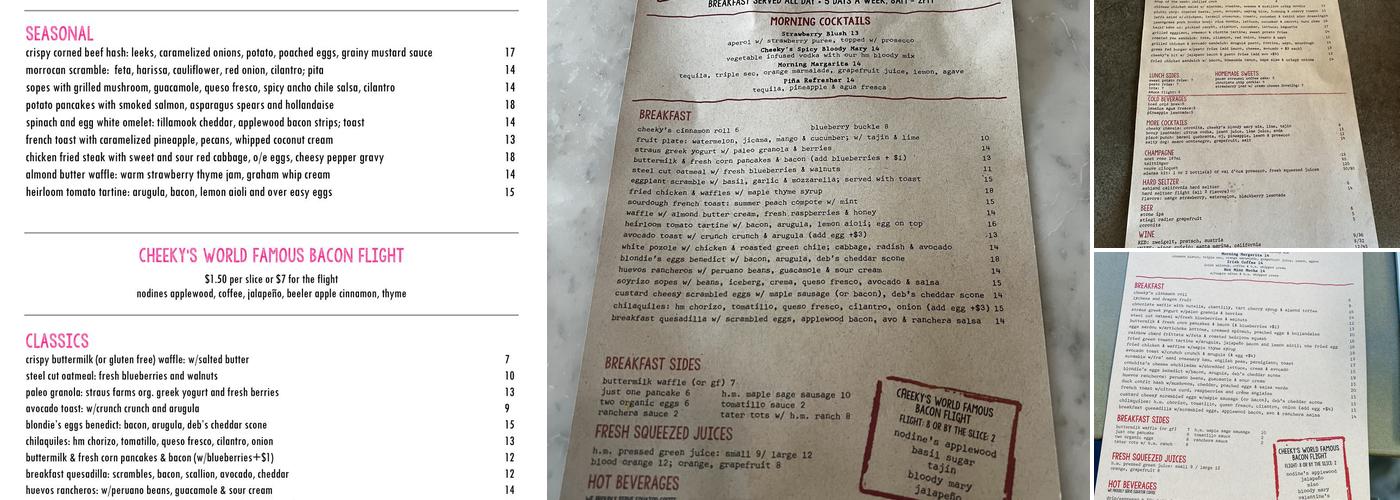 Cheeky's Palm Springs Menu