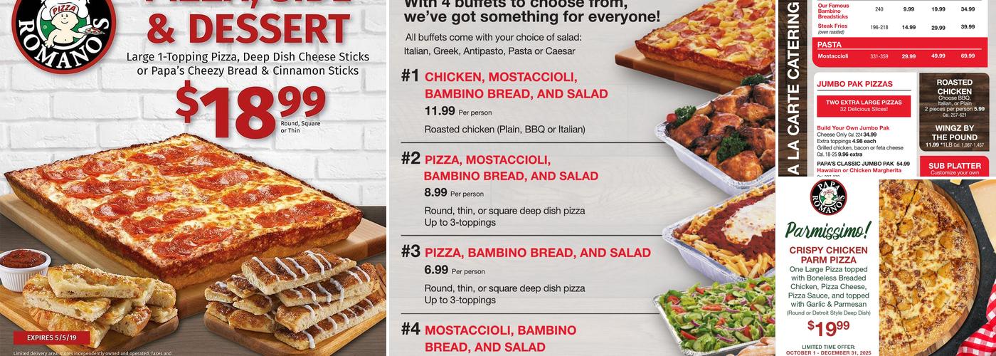 Papa Romano's Pizza & Mr. Pita Menu