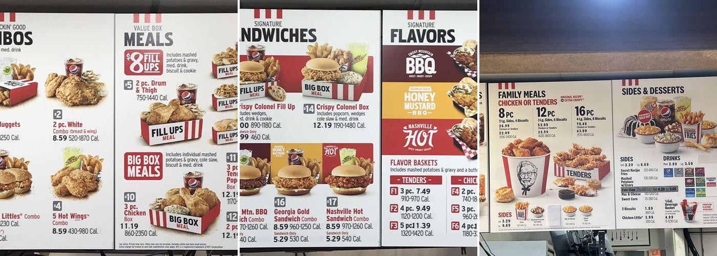 KFC Menu