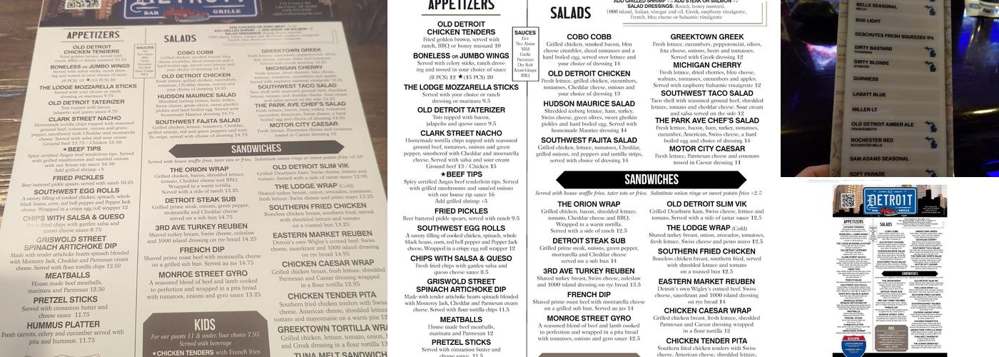 Old Detroit Bar and Grille Menu