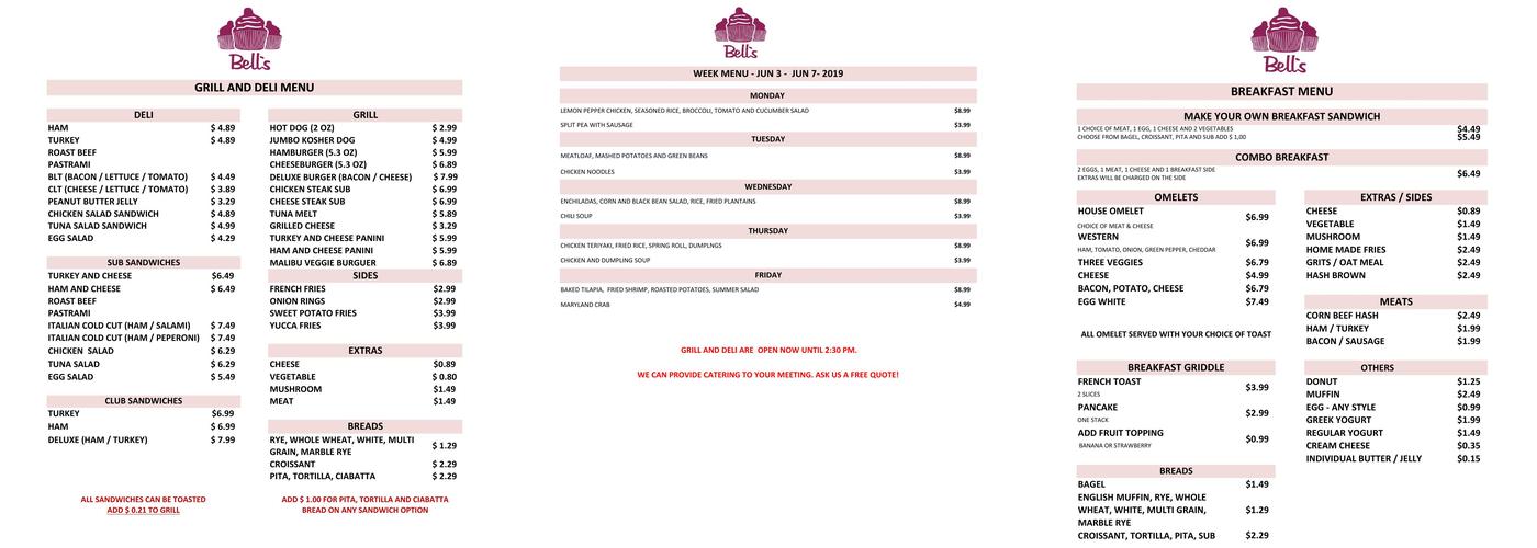Rockledge Cafeteria Menu