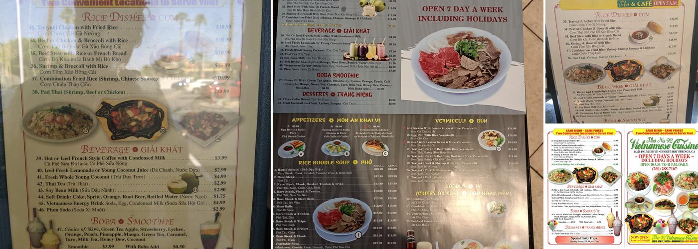 Pho Na 92 Menu