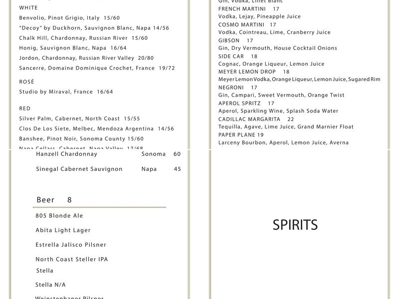 Melvyn's Restaurant & Lounge Menu