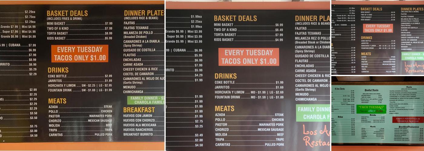 Los Amigos Menu