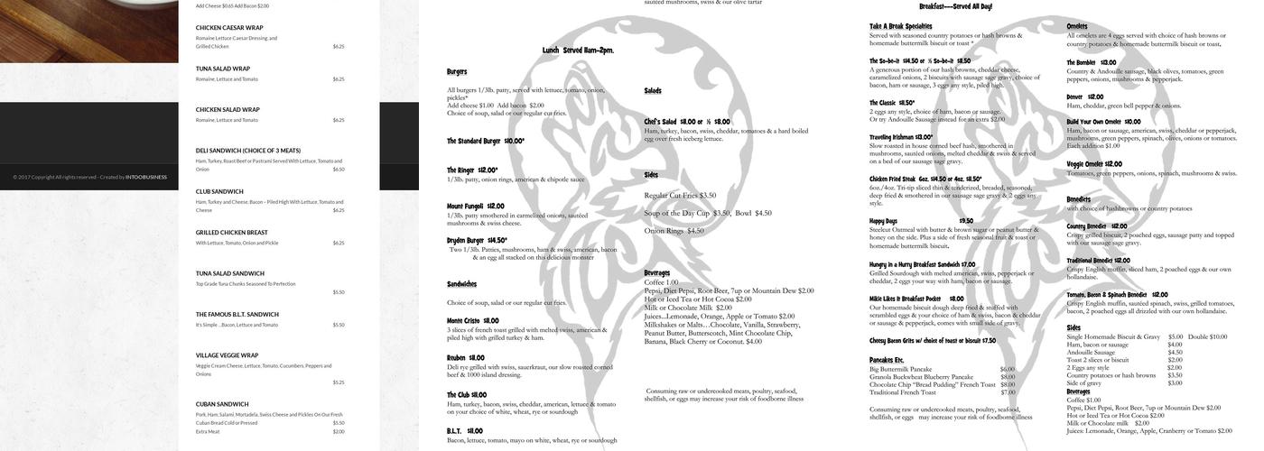 Take A Break Cafe Menu