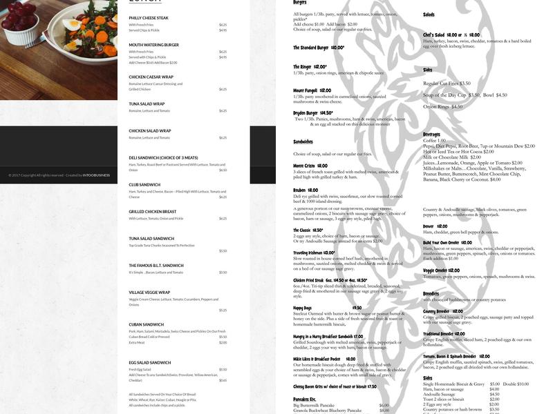 Take A Break Cafe Menu