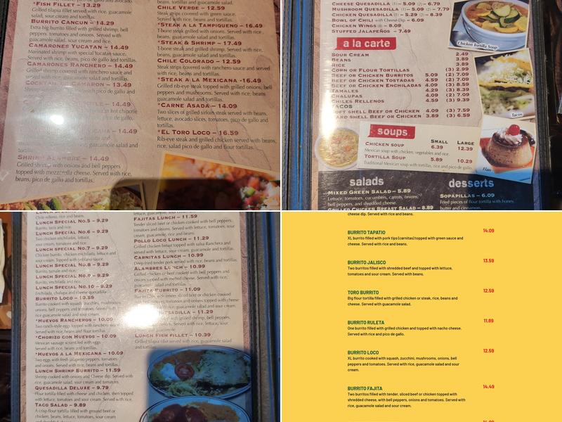 EL TORO BAR AND GRILL Menu