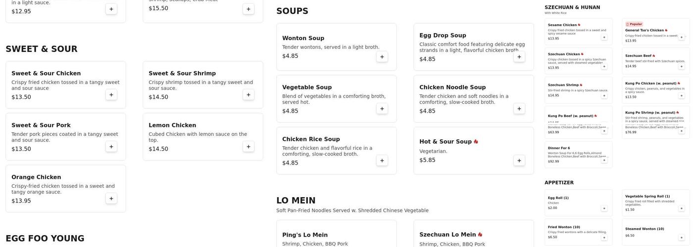 Ping's Menu