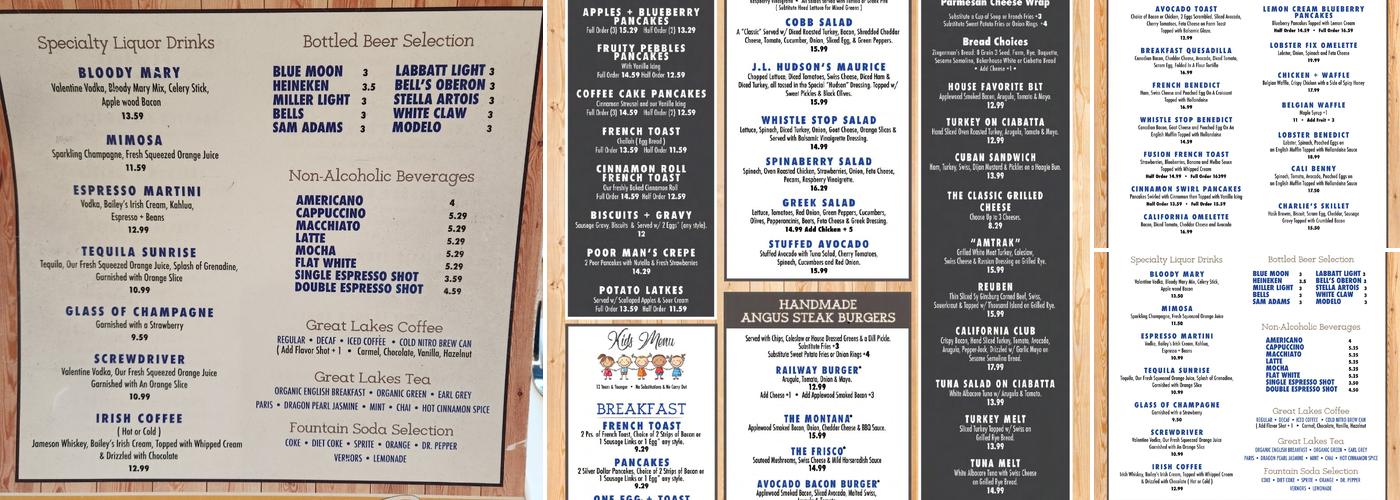 Whistle Stop - Birmingham Menu