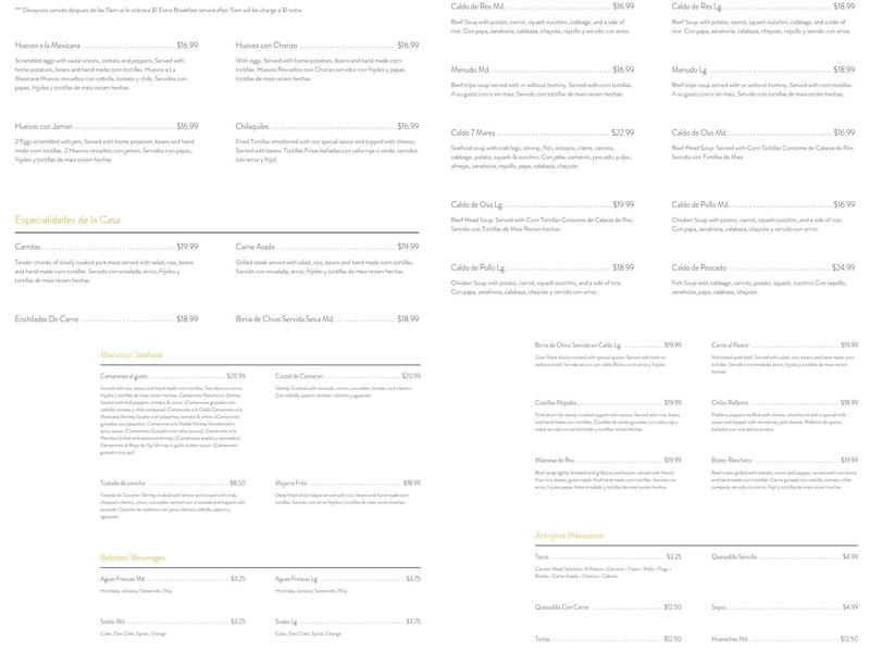 Taqueria Ixtlan Menu