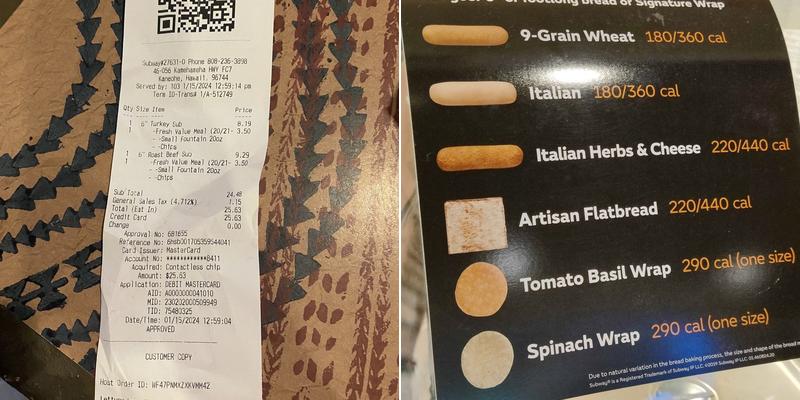 Subway Menu