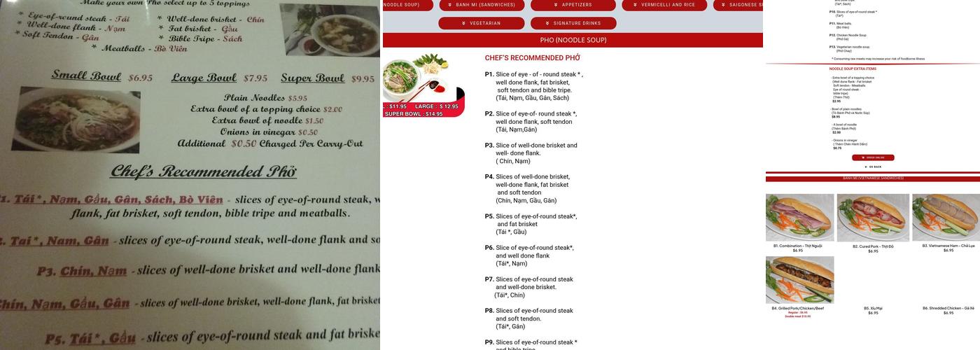 Pho & Banh Mi Saigonese Menu