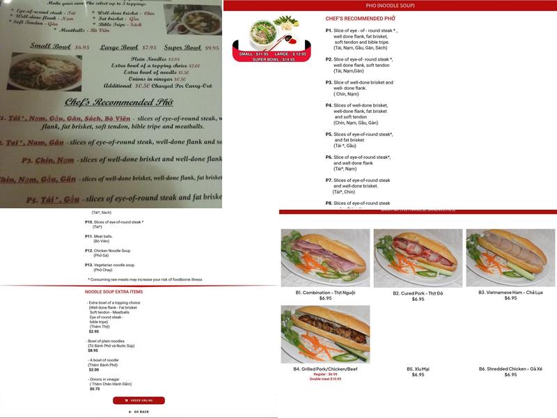 Pho & Banh Mi Saigonese Menu