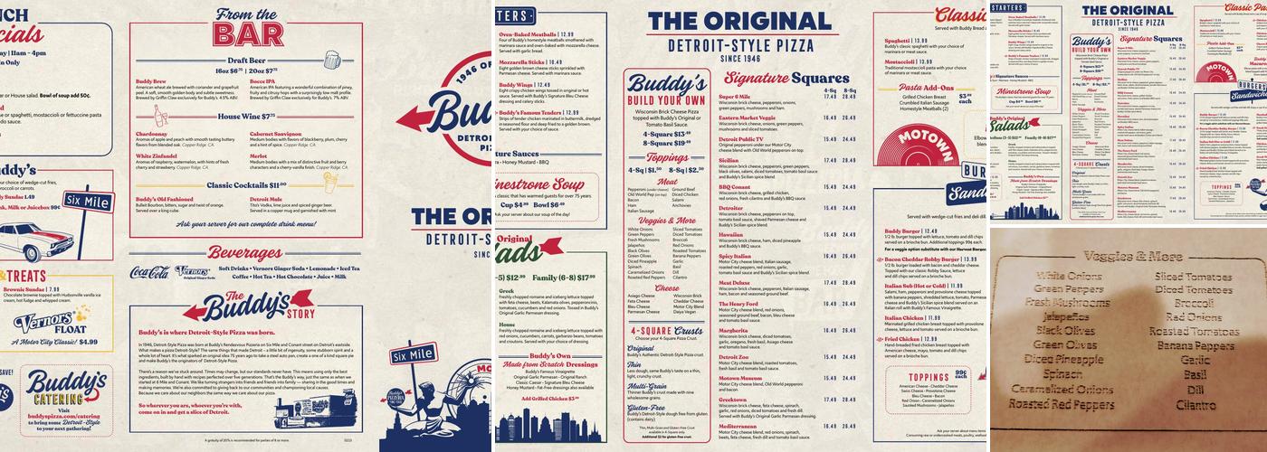 Buddy's Pizza Menu