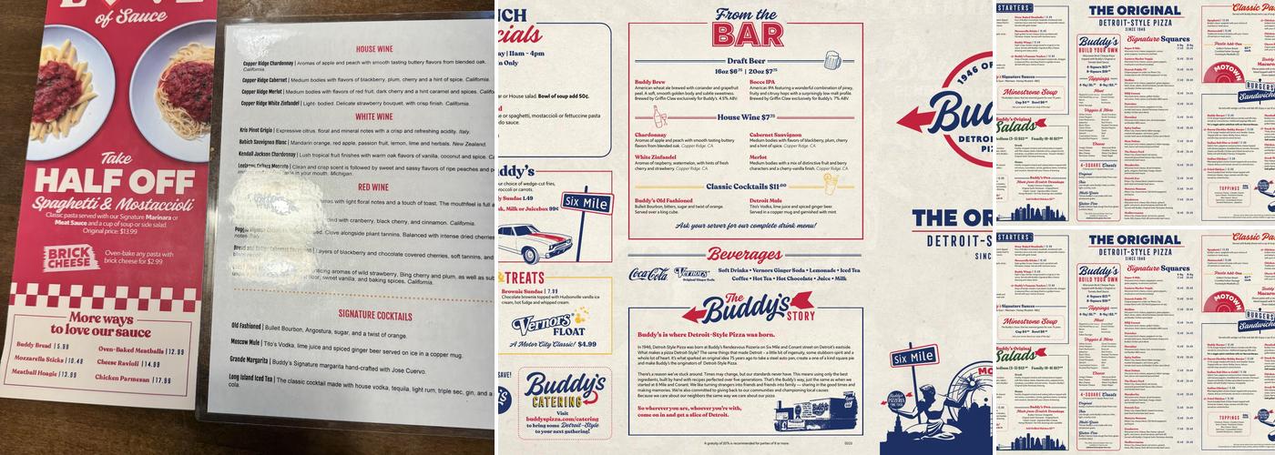 Buddy's Pizza Menu