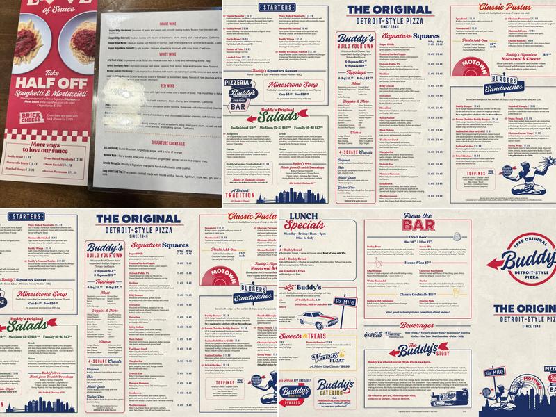 Buddy's Pizza Menu
