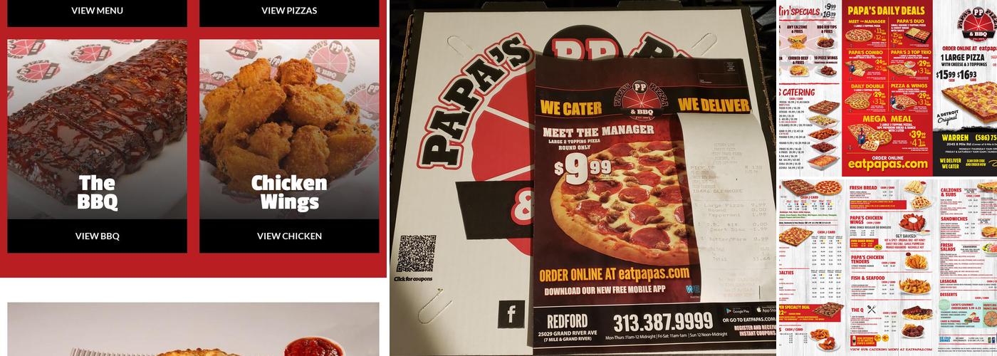 Papa's Pizza Menu