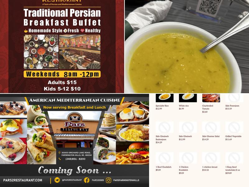 Pars Restaurant Menu