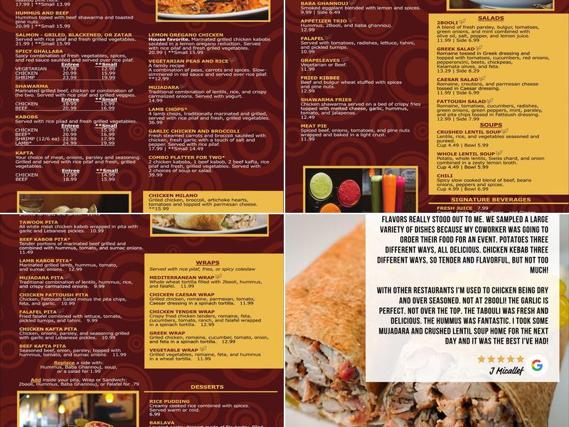 2 Booli Menu