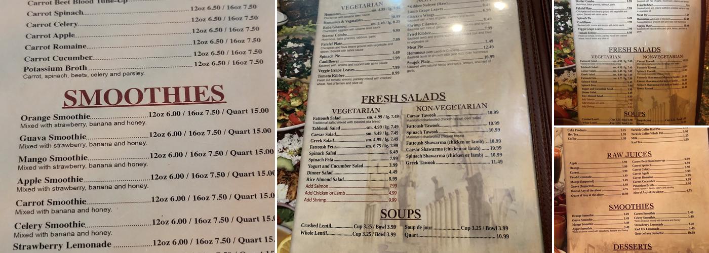 Grape Leaves Restaurant Menu