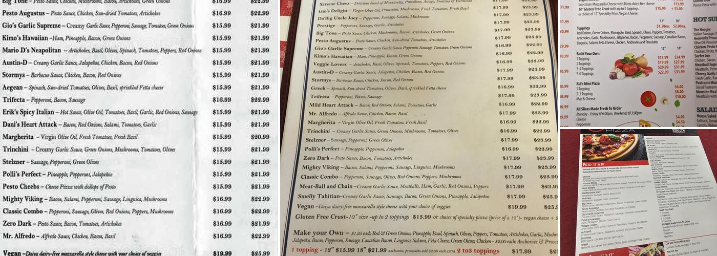 Gio's Pizza Menu