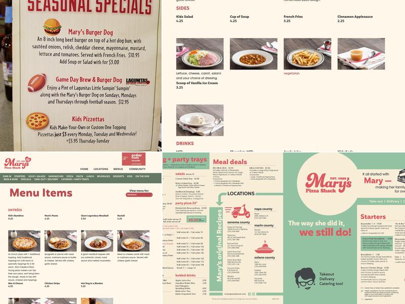 Mary's Pizza Shack Menu