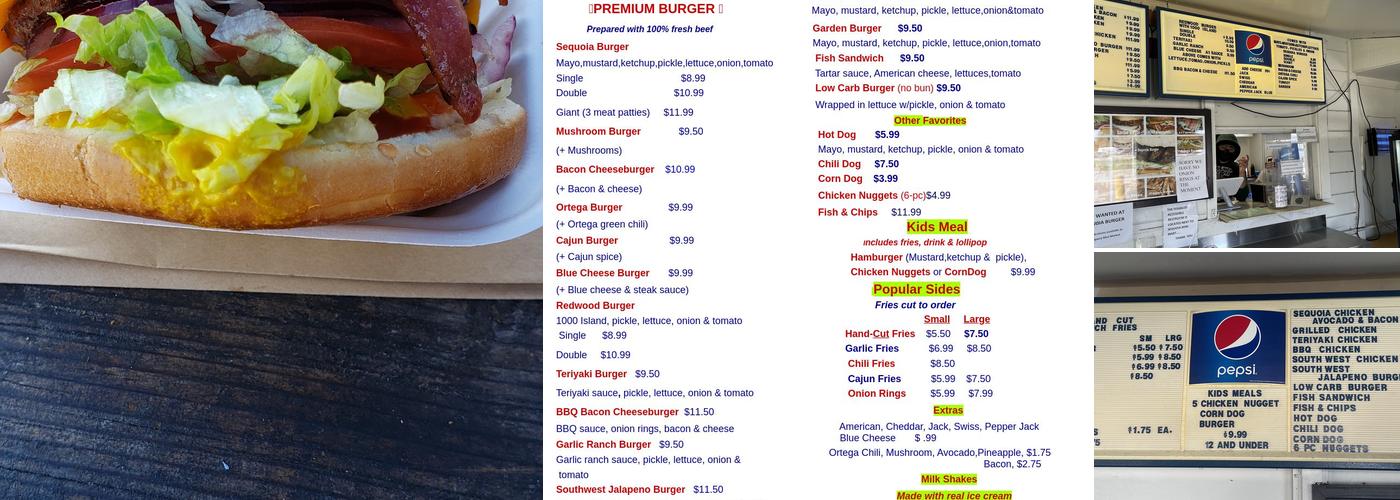 Sequoia Burger Menu