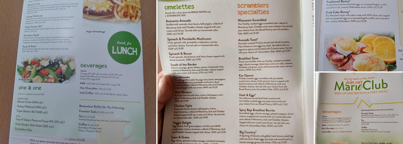 Scramblers Menu