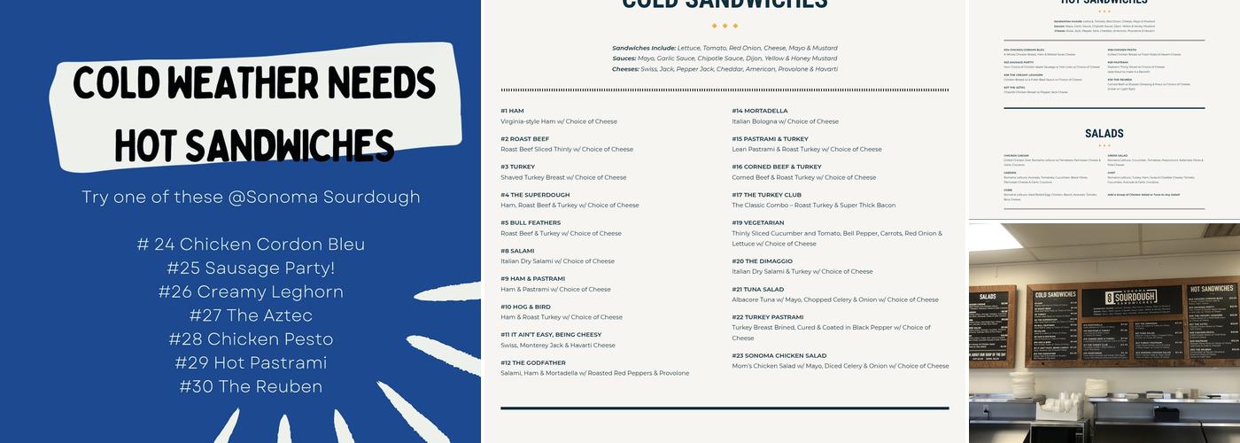Sonoma Sourdough Sandwiches Menu