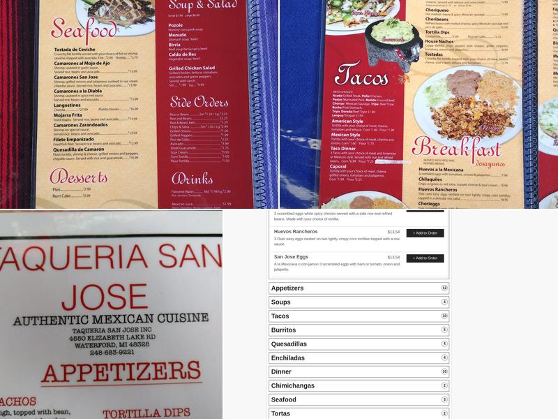 Taqueria San Jose Menu