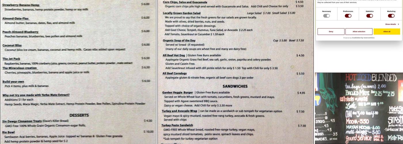 Guayaki Yerba Mate Menu