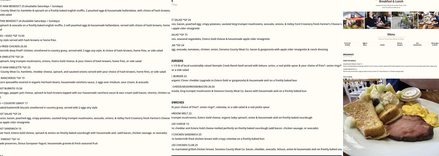 Estero Cafe Menu