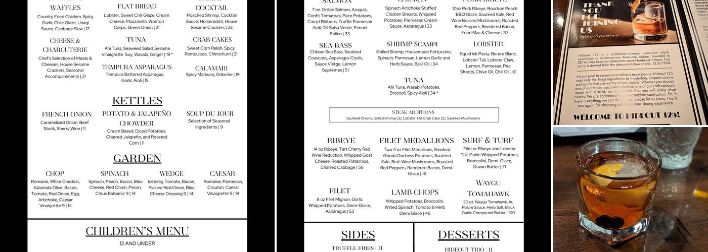 Hideout 125 Menu