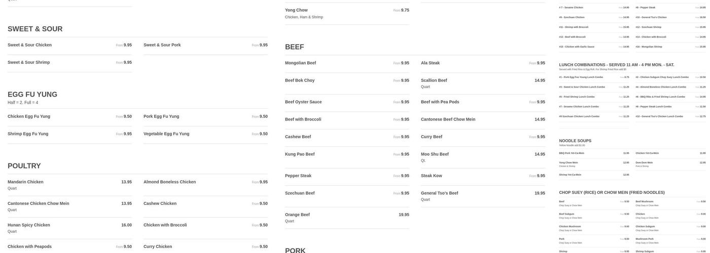 Empress Gardens Menu