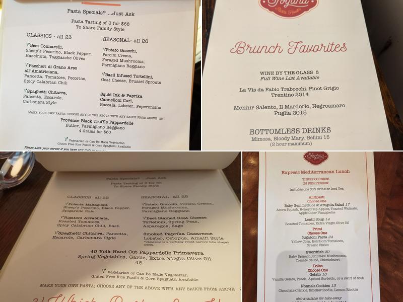 Sfoglina Van Ness Menu